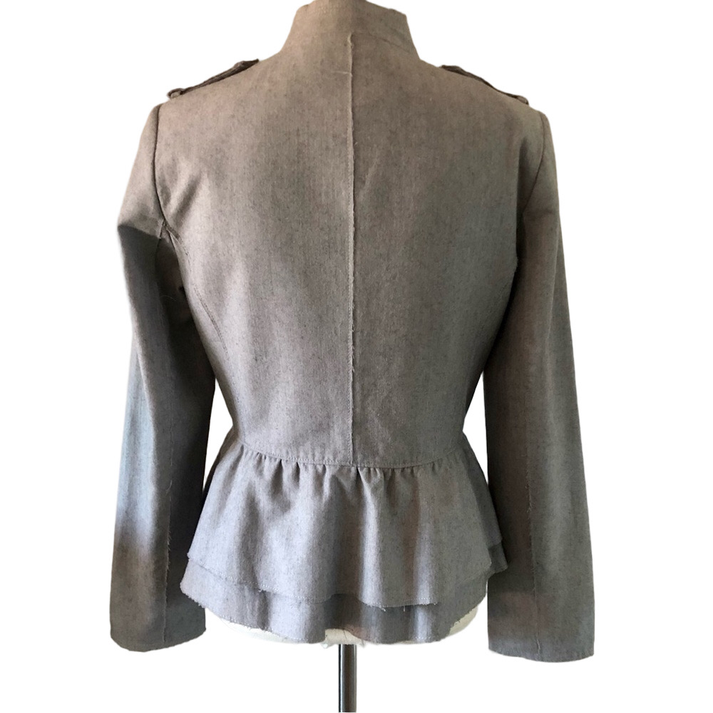 Banana Republic Peplum Military Blazer Gray Wool and Cotton Blend Women's Size 8 - Picture 9 of 16